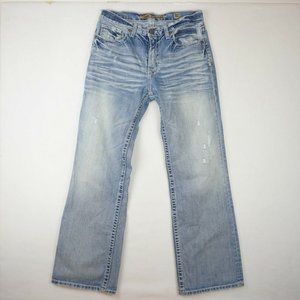 Mens BKE Buckle Tyler Jeans Blue Demin Straight Leg Distressed size 32